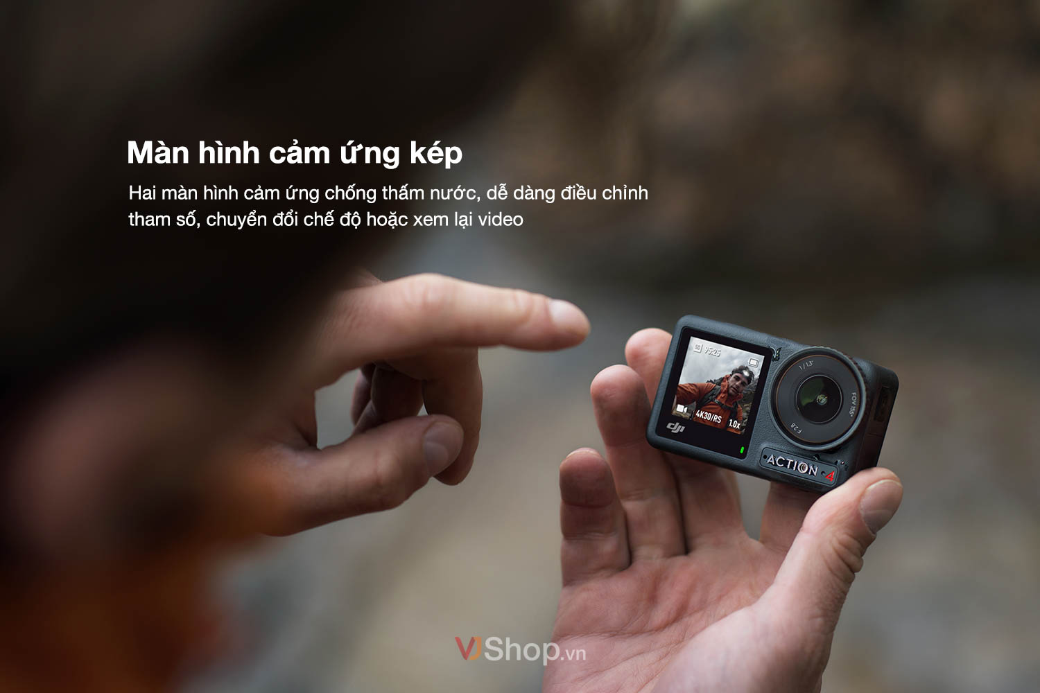 DJI Osmo Action 4 có hai màn hình cảm ứng