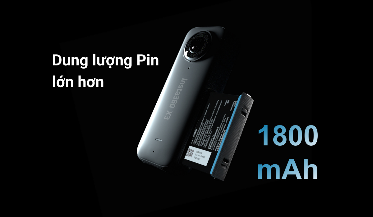 Camera hành động Insta360 X3 có thời lượng pin lớn hơn 10%