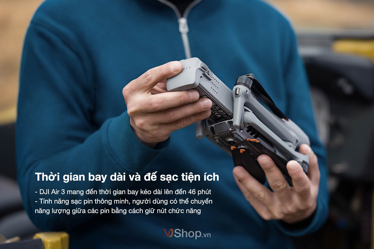 DJI Air 3 có thể bay 46 phút