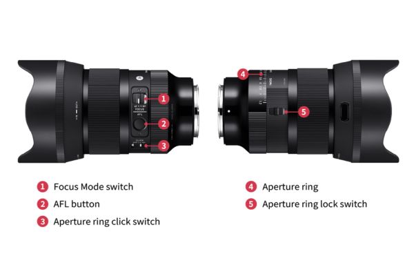Sigma 50mm f/1.2 DG DN Art được trang bị đầy đủ các nút chức năng