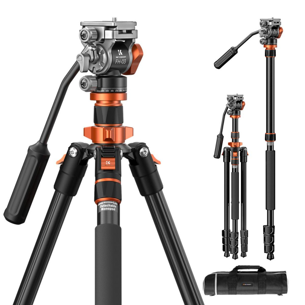 【お買得】 Chân Máy Quay K&F Concept K234A7 + FH-03 Fluid Head (KF09 リール