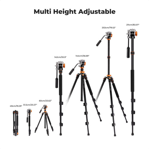 Chân Máy Quay K&F Concept K234A7 + FH-03 Fluid Head (KF09.136) | Chính Hãng