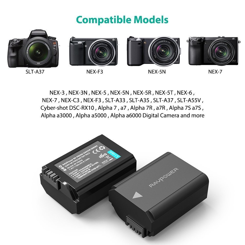 Ravpower RP-PB056 - Hỗ trợ nhiều dòng máy ảnh Sony