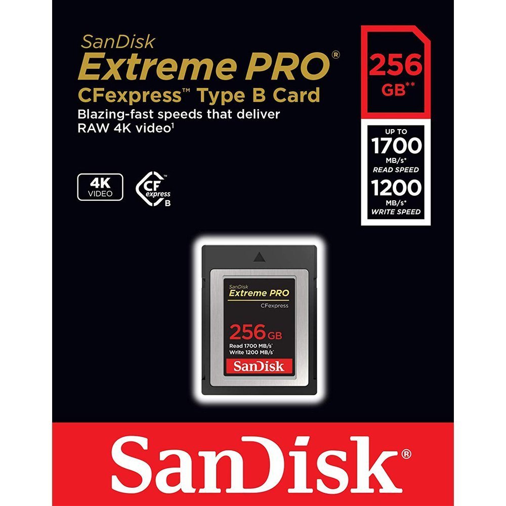 Thẻ nhớ CFexpress 2.0 SanDisk Extreme Pro 256GB Type B quay video 4K