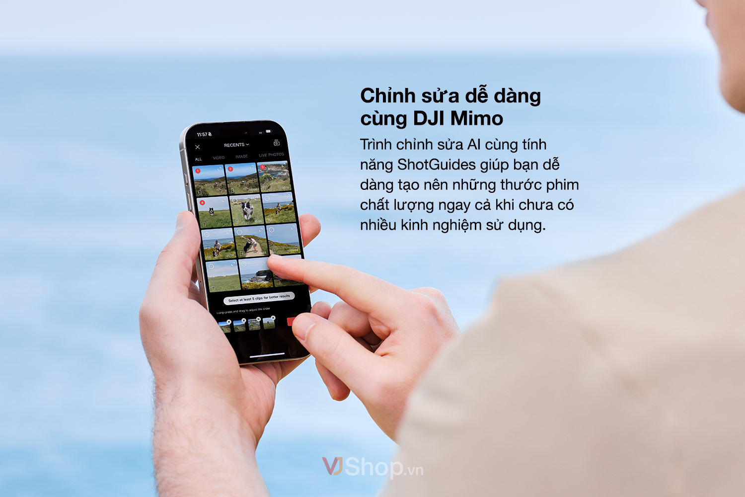 Gh&eacute;p nối Osmo Mobile 7 Series với ứng dụng DJI Mimo để tận hưởng trải nghiệm chỉnh sửa trong một lần chạm
