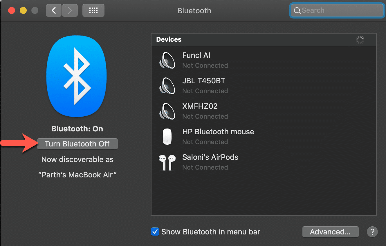 Tắt Bluetooth
