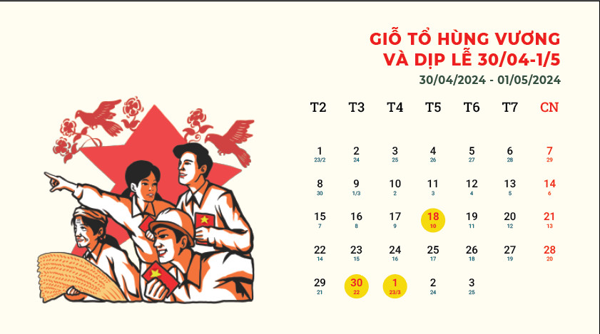 30/4 - 1/5 năm 2024 nghỉ mấy ngày?