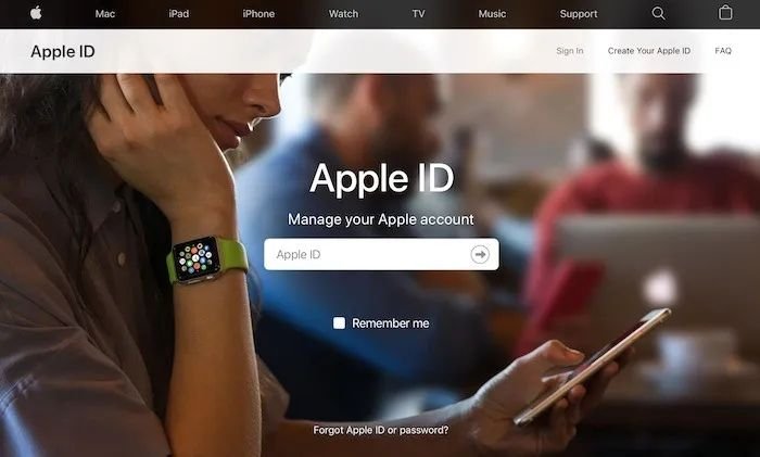 Đăng nhập vào tài khoản Apple ID trên trang chủ