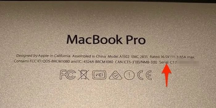 Tìm kiếm số serial nếu Macbook không bật