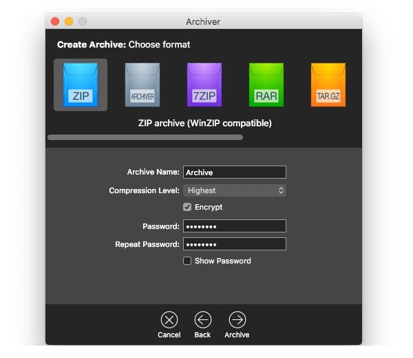 phần mềm giải nén cho Mac - Archiver