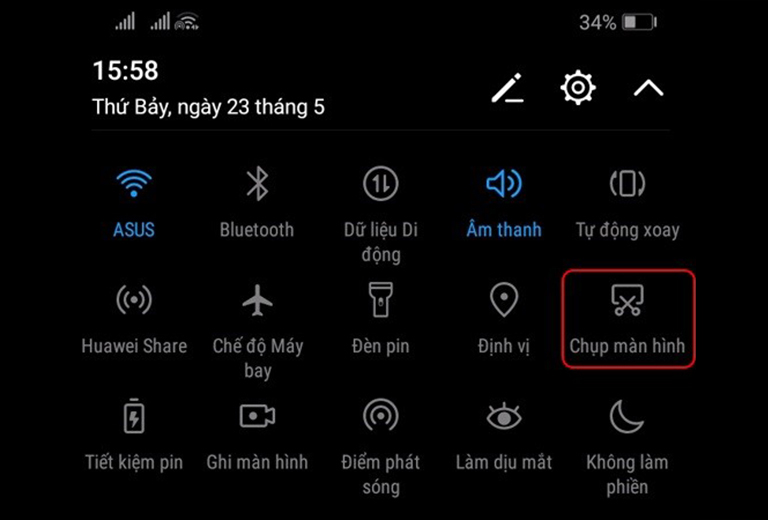 Cách chụp màn hình Huawei bằng thanh trạng thái