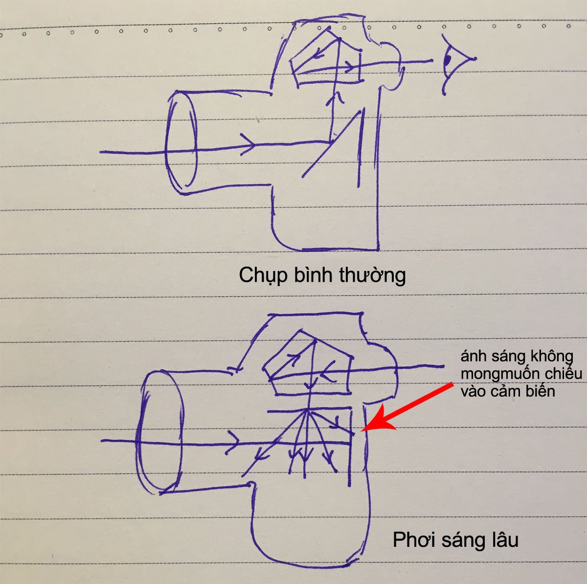 rò rỉ ánh sáng do kính ngắm