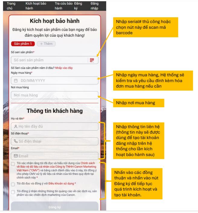 Điền thông tin bắt buộc