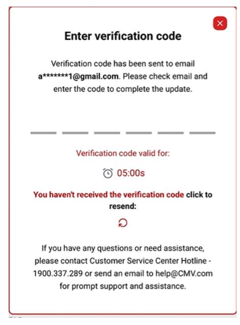 OTP sẽ được gửi cho người dùng quay địa chỉ email