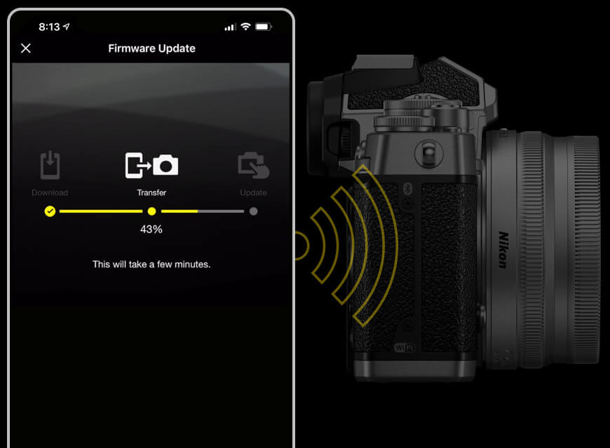 Nikon Z fc cập nhật firmware bằng điện thoại thông minh