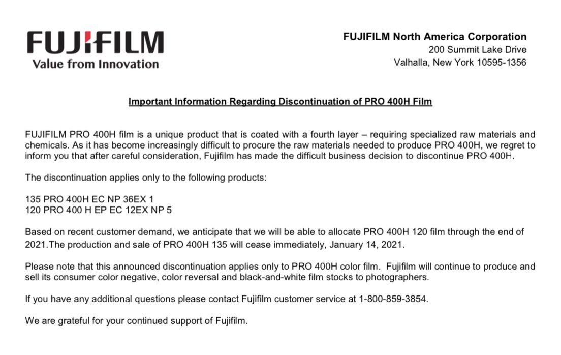 Thông báo ngừng sản xuất film máy ảnh của Fujifilm