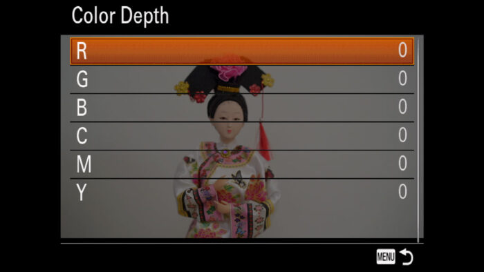 Color Depth cho phép can thiệp vào độ sáng của 6 kênh màu chính