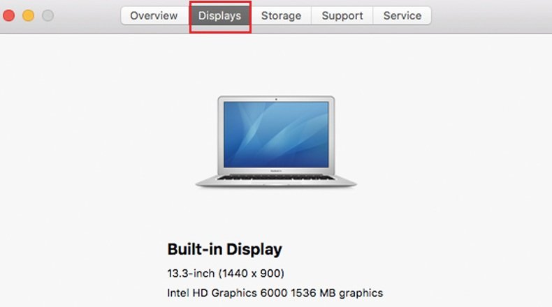 xem cấu hình macbook - mục display