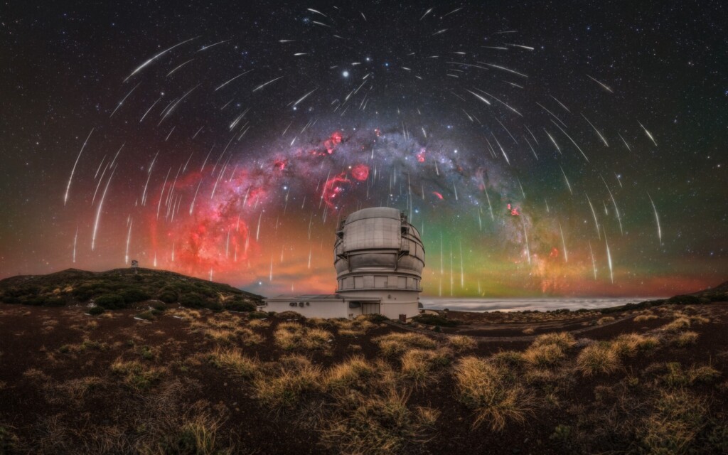 Geminid Symphony Over La Palma’s Guardian of the Sky - Uroš Fink
