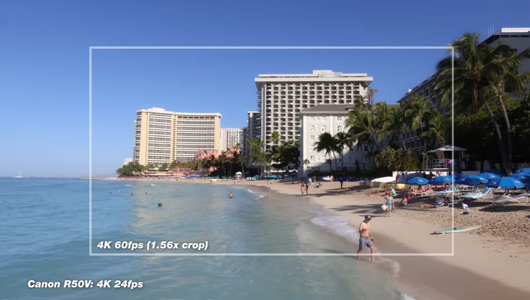 Canon EOS R50 V quay video 4K/60fps và bị crop mạnh hơn Sony ZV-E10 II