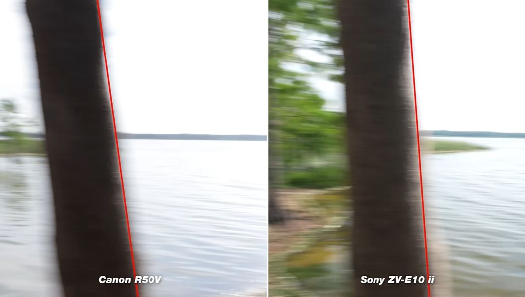 Canon R50 V bị rolling shutter mạnh hơn Sony ZV-E10 II 