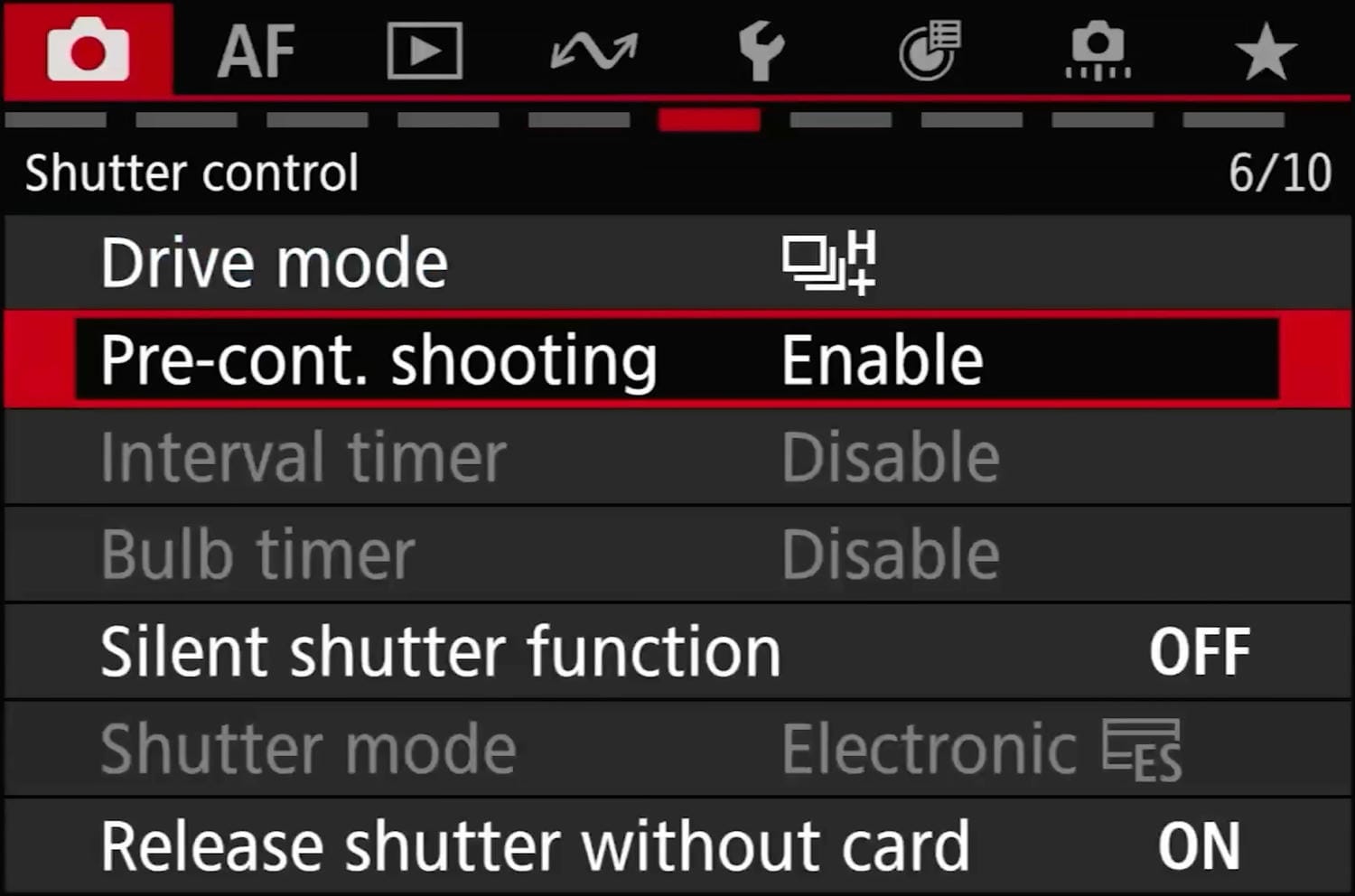 Pre-capture được chuyeenrr thành tùy chọn tiêu chuẩn trong menu