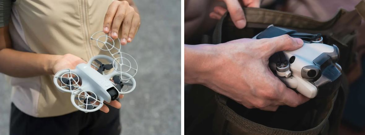 So sánh DJI Neo vs DJI Mini 4 Pro: Kích thước và trọng lượng
