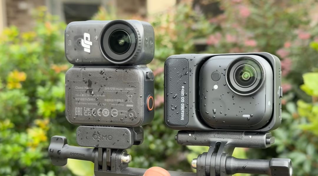 DJI Osmo Nano và Insta360 Go Ultra đều chống nước ở thân camera chính đến 10m