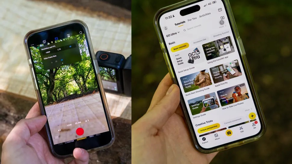 DJI Osmo Nano và Insta360 Go Ultra đều đi kèm ứng dụng di động chỉnh sửa