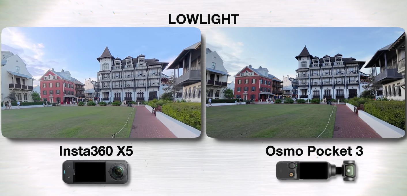 Pocket 3 quay thiếu sáng tốt hơn Insta360 X5