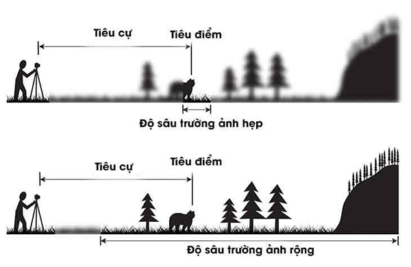 Tiêu cự sẽ ảnh hưởng tới độ sâu trường ảnh