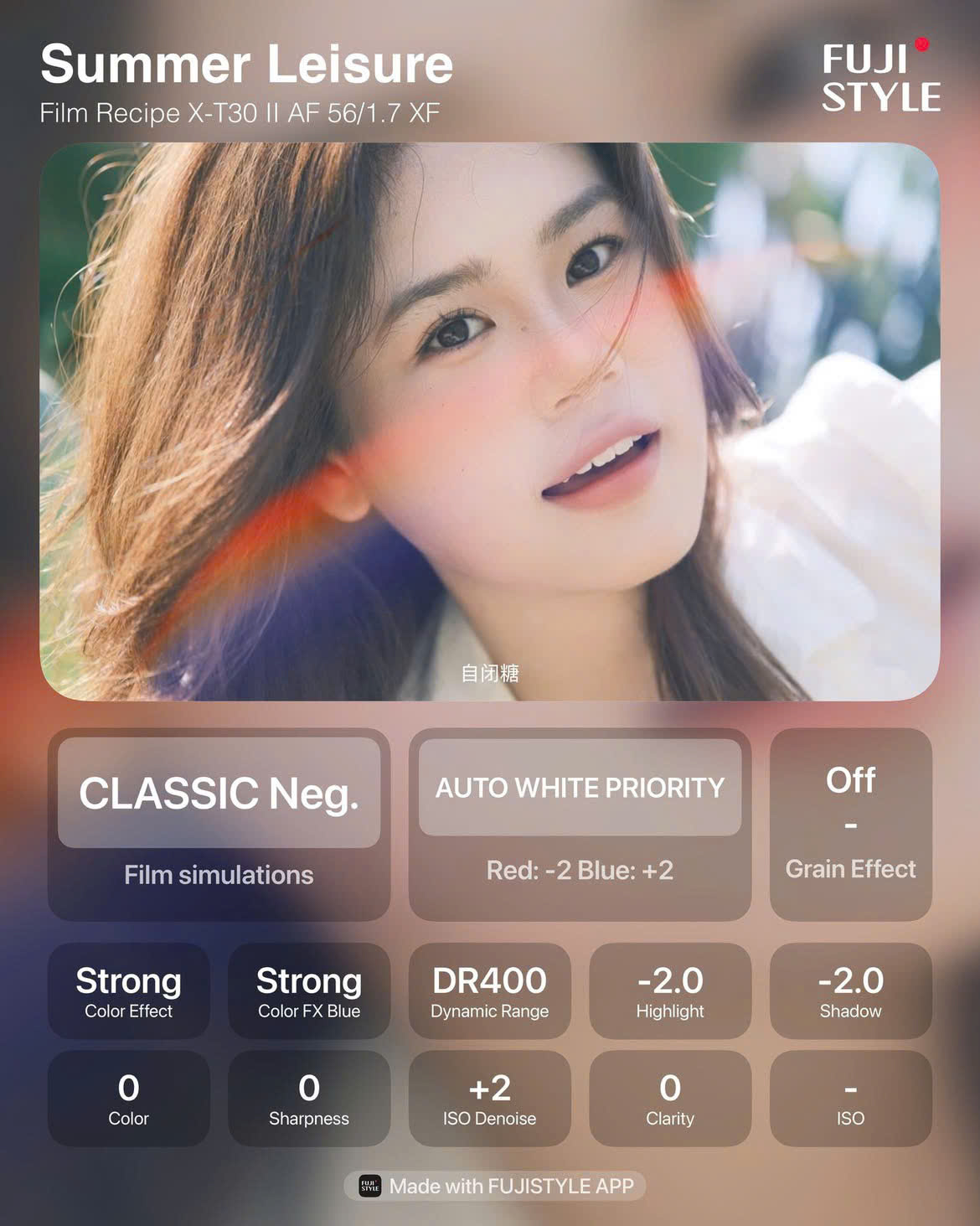 Công thức màu film Fujifilm - Summer Leisure