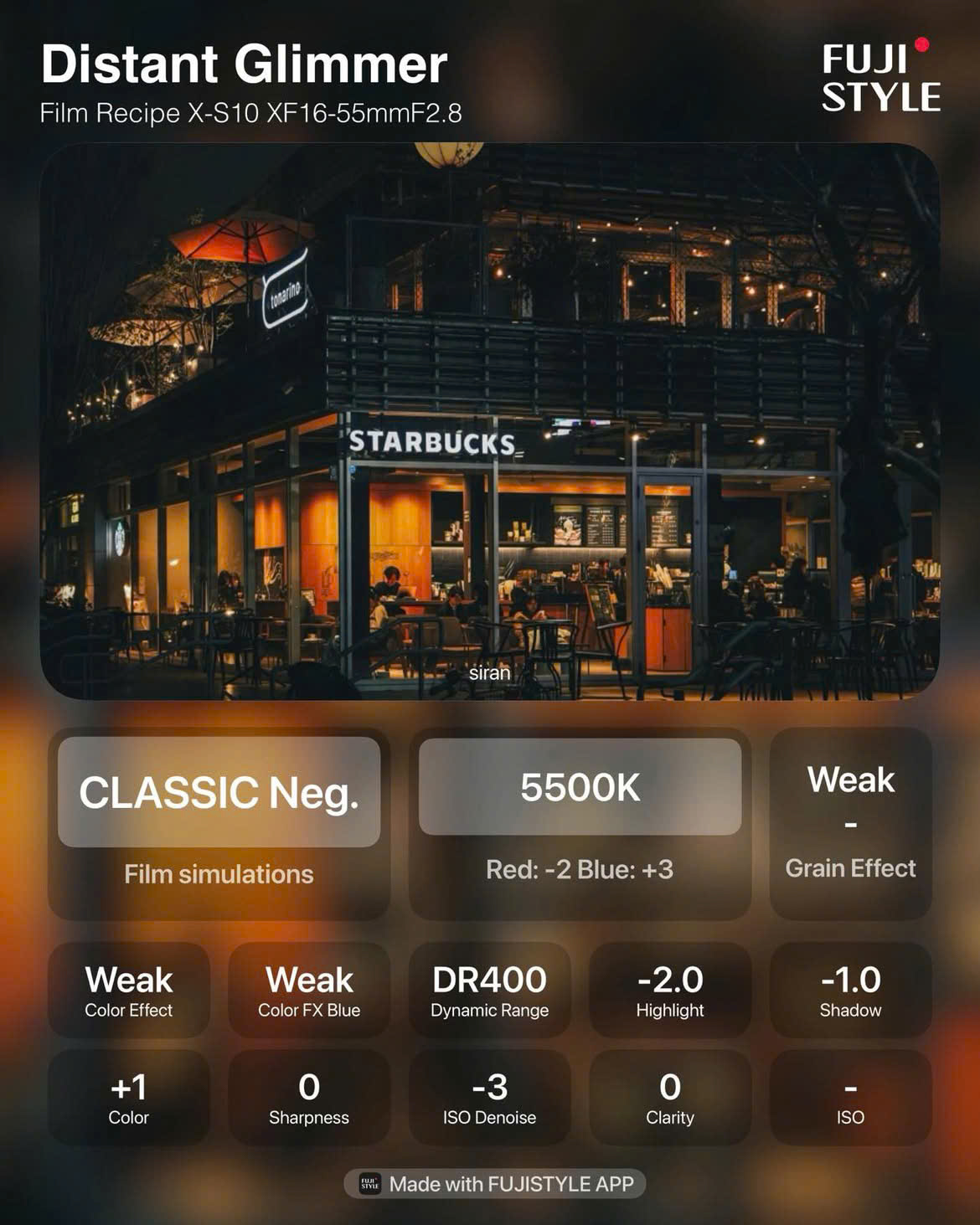 Công thức màu Fujifilm - Distant Glimmer