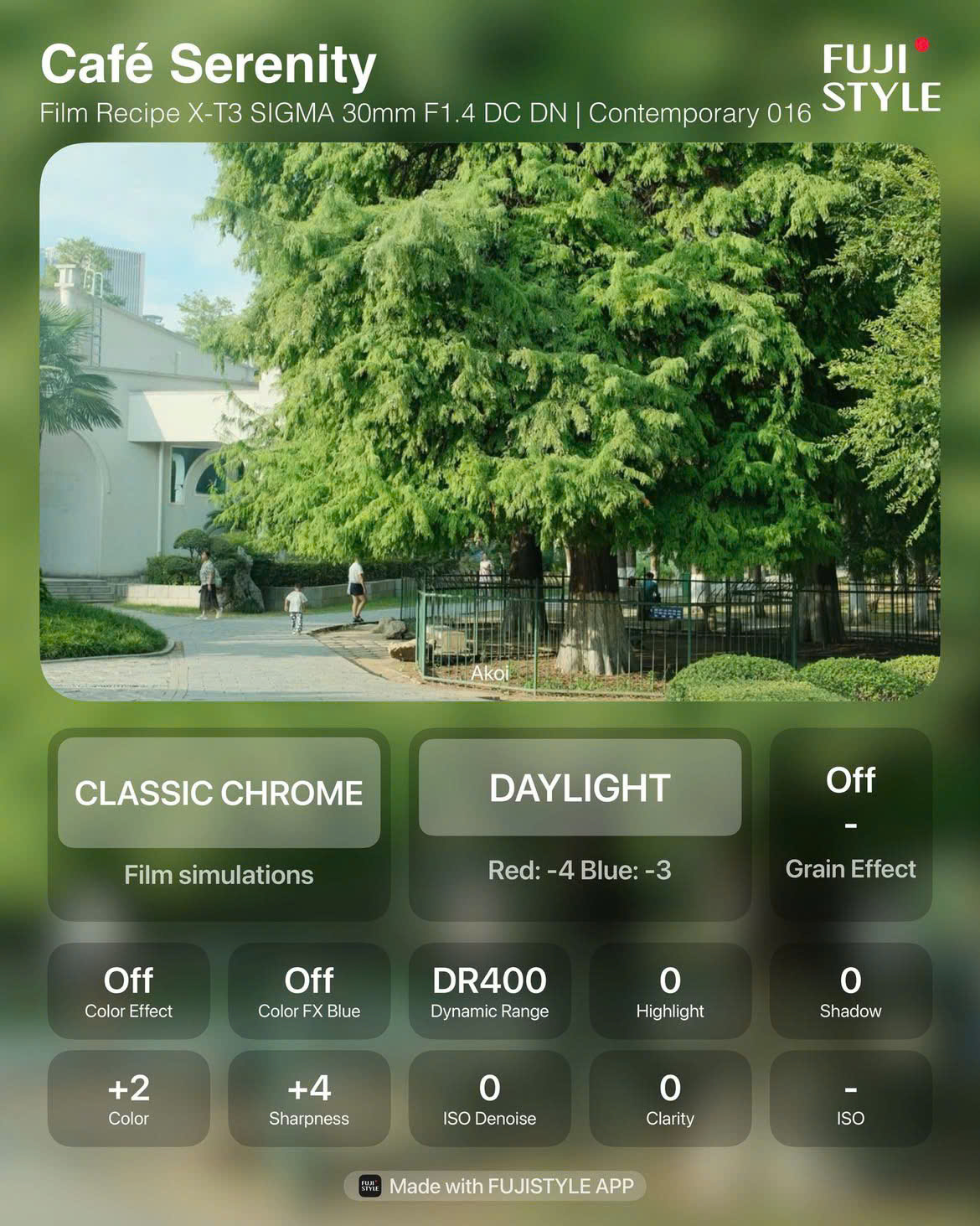Công thức màu Fujifilm Café Serenity